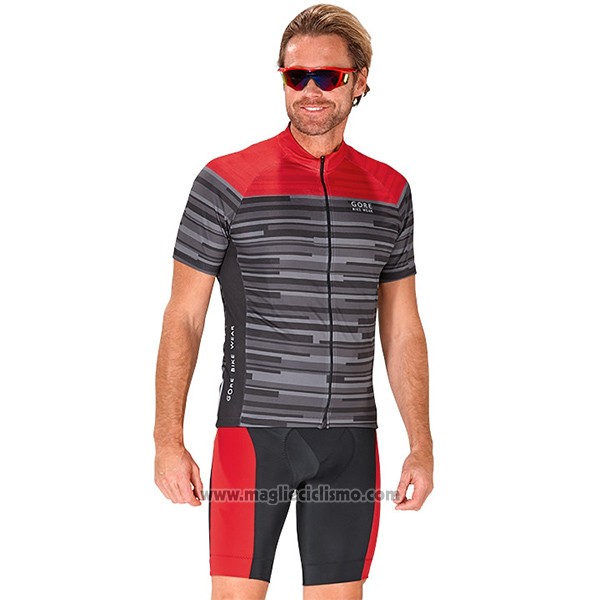 2017 Abbigliamento Ciclismo Gore Bike Wear Power Stripes Grigio Manica Corta e Salopette